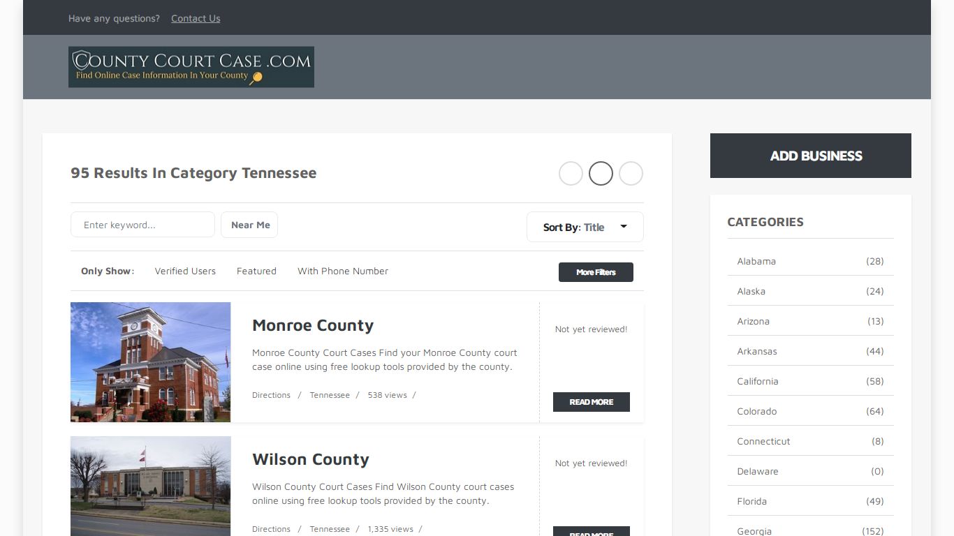 Tennessee | County Court Case Search & Lookup | CountyCourtCase.com
