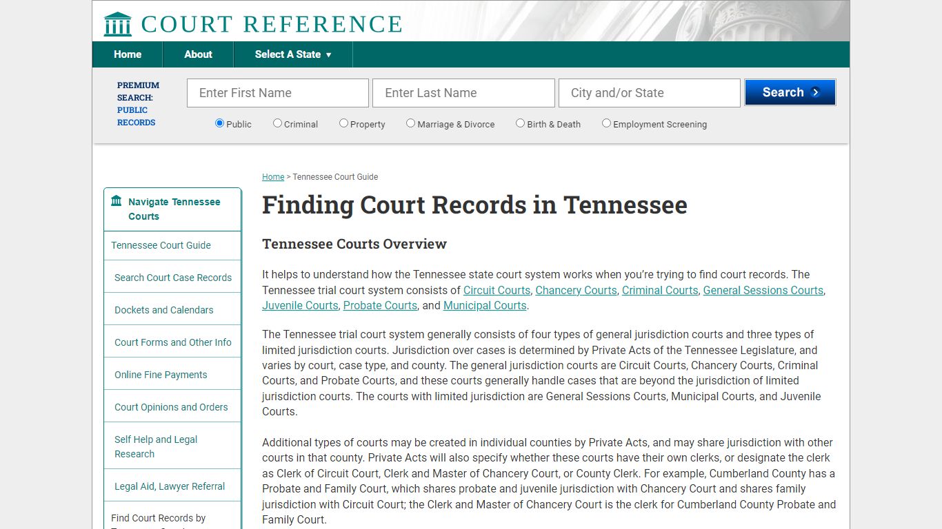 How to Find Tennessee Court Records | CourtReference.com